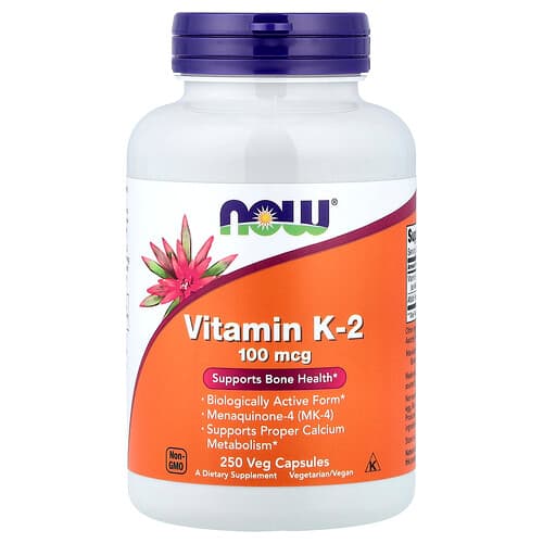 NOW Foods, Vitamin K-2, 100 mcg, 250 vegetabilske kapsler