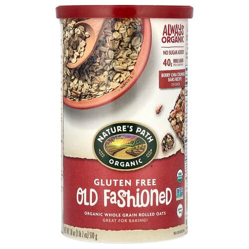 Nature's Path, Økologiske fuldkornsvalsede havregryn, glutenfri, gammeldags, 510 g
