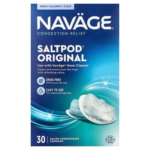 Navage, Saltpod® Original, lindring af tilstoppethed, 30 saltvandskoncentratkapsler