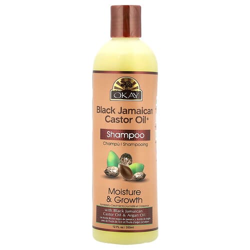Okay Pure Naturals, Sort jamaicansk ricinusolie®, shampoo, 355 ml