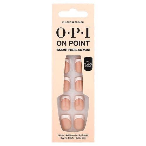 OPI, On Point, Instant Press-On Manicure, Kort Længde, Flydende Fransk, 27-delt Sæt