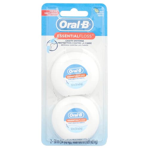Oral-B, EssentialFloss™, værdipakke, mintgrøn, 2-pak, 50 m pr. stk.