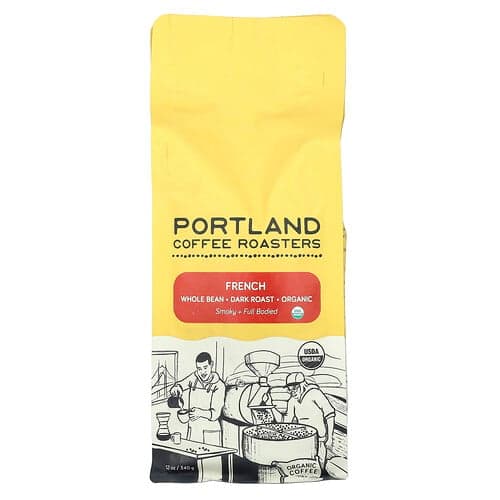 Portland Coffee Roasters, Økologisk kaffe, hele bønner, mørkristet, fransk, 340 g