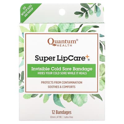 Quantum Health, Super LipCare+, Usynlige Forkølelsessårsmærker, 12 Bandager