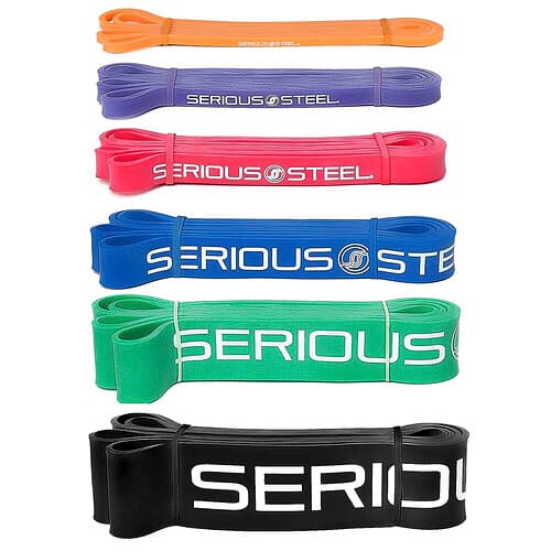 Serious Steel Fitness, 32 tommer modstandsbånd, komplet sæt, 6 dele