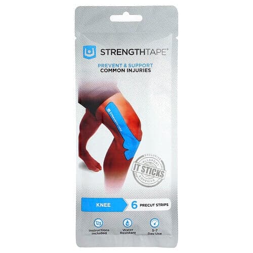 Strengthtape, Kinesiologitape, knæ, 6 præskårne strimler