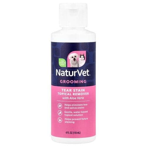 NaturVet, Tårepletfjerner, topisk fjerner, Aloe, til hunde og katte, 118 ml