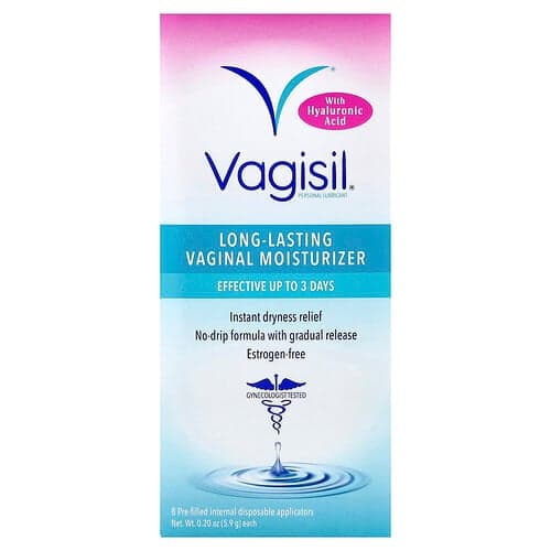 Vagisil, Langtidsvirkende fugtgivende smøremiddel, 8 præfyldte interne engangsapplikatorer, 0,2 oz (5,9 g) pr. stk.