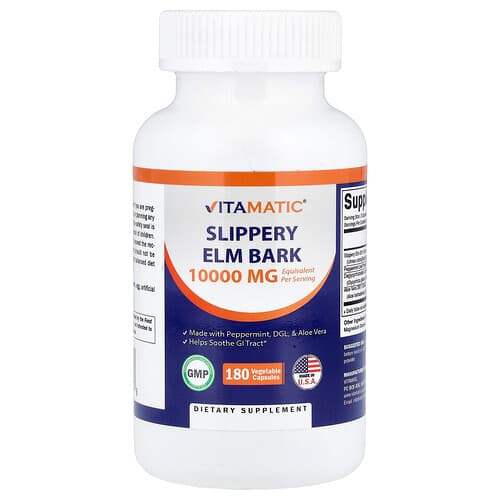 Vitamatic, Glat elmebark, 180 vegetabilske kapsler