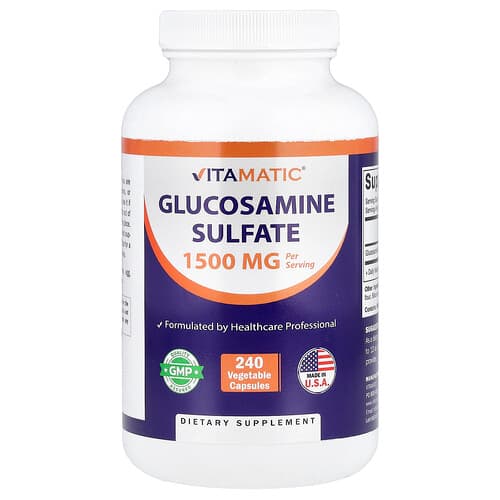 Vitamatic, Glucosaminsulfat, 240 vegetabilske kapsler (750 mg pr. kapsel)