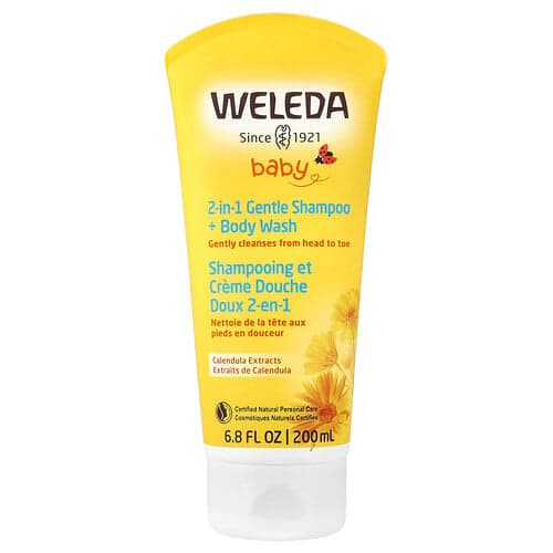 Weleda, Baby, 2-i-1 mild shampoo + kropsvask, morgenfrueekstrakter, 200 ml