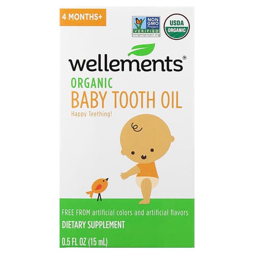 Wellements, Baby, økologisk tandolie, 4 måneder+, 15 ml