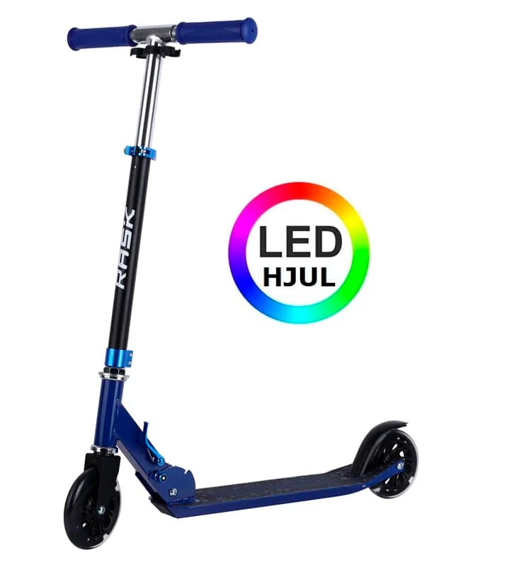 Blå Rask 120mm løbehjul med LED lys