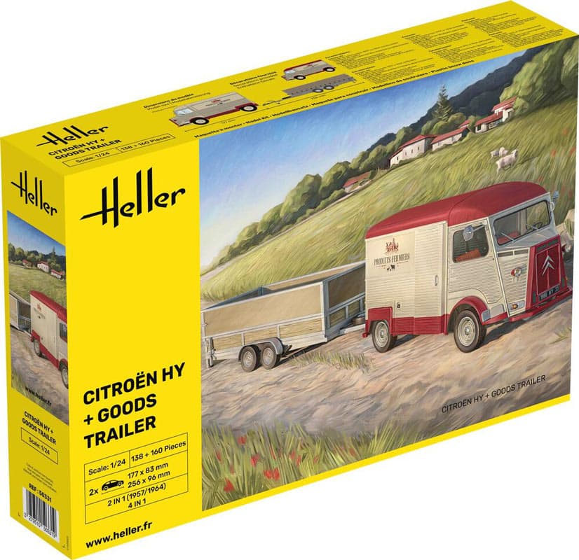 Heller Citroën HY modelbil med trailer - 1:24