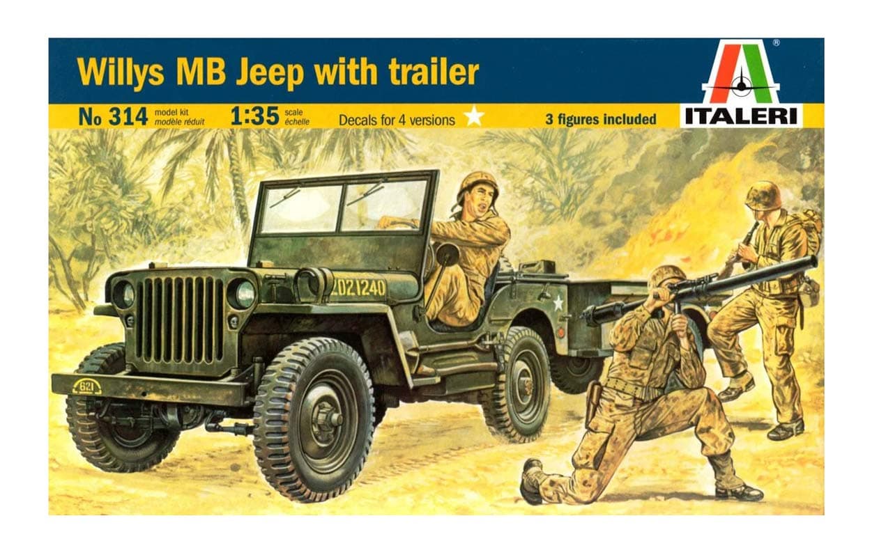 Italeri Willys MB Jeep with Trailer - 1:35