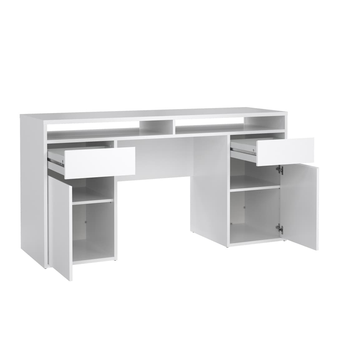 FunctionPlus skrivebord 2 låger 2 skuffer hvid højglans view 2