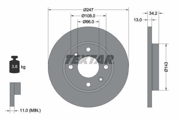 Brake Disc PRO 92092803 Textar