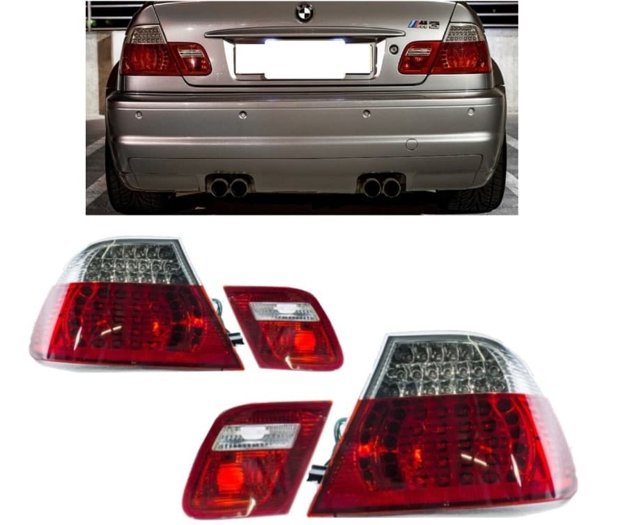 LED baglygter sæt i facelift design til BMW 3-serie E46 Coupé (ikke M3)  rød/hvid