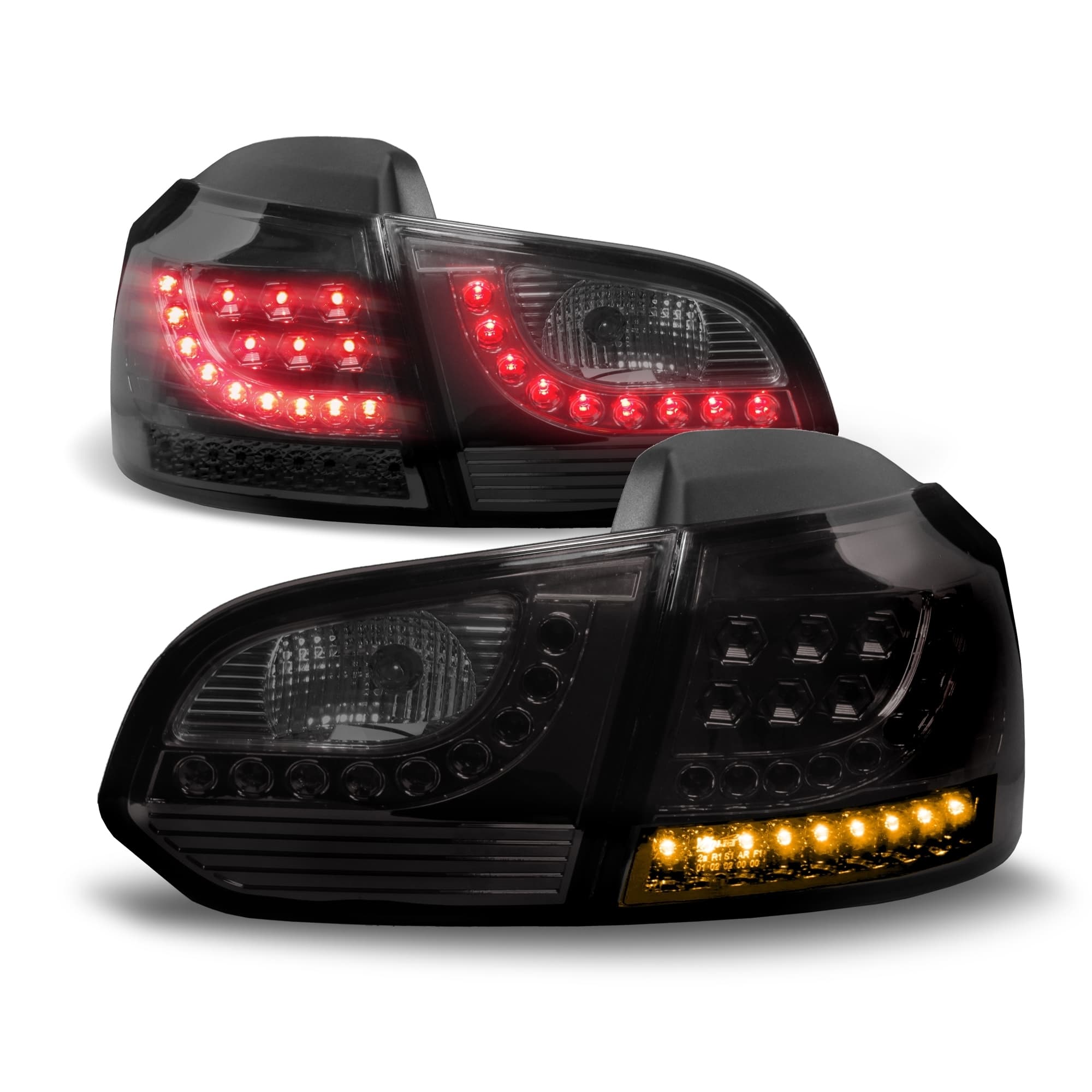 LED baglygter mørk sort til VW Golf 6 årgang 2008-2012