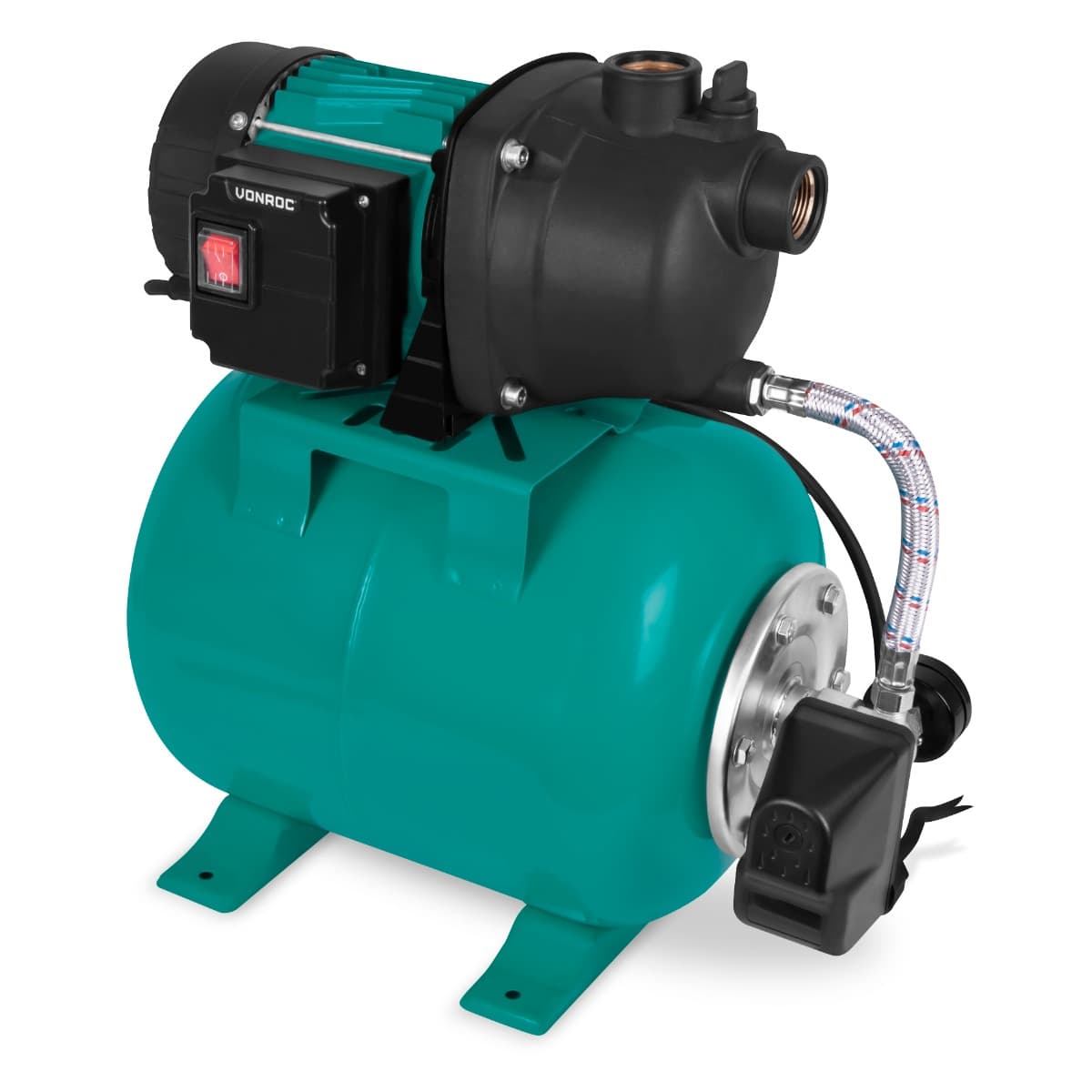 Husvandværk - Vandpumpe - hydrophorpumpe / Automatisk pumpe | 19L Tank | Rustfri stål | sæt med trykafbryder - 800W  | 3300l/h