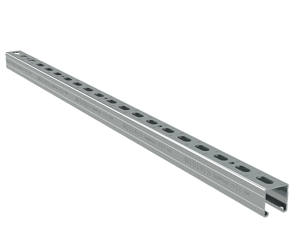 Walraven RapidStrut montageskinne 41x41x2,5mm. Lgd. A 3 mtr. BUP. Med savtakkede tænder