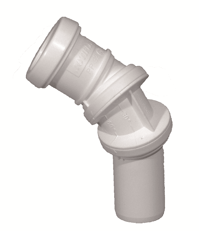 Purus Jotiflex PP bøjning, 32 mm 0-90 grader. med 1 muffe, hvid