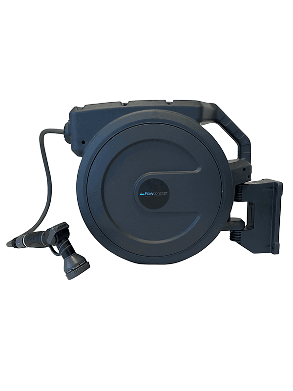 Flowconcept automatisk slangeopruller til væg 1/2'' til vand, 1/2 slange med pistol & koblinger, 8bar, t/vand