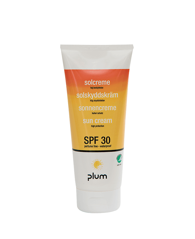 Plum solcreme 200ml faktor 30, Uden parfume, beskyt. mod UVA + UVAB stråler, svanemærket