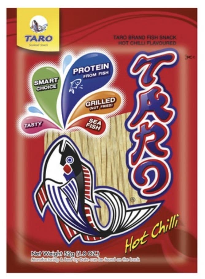 Madspildsvare: Taro Fish Snack, Hot Chili 52 g