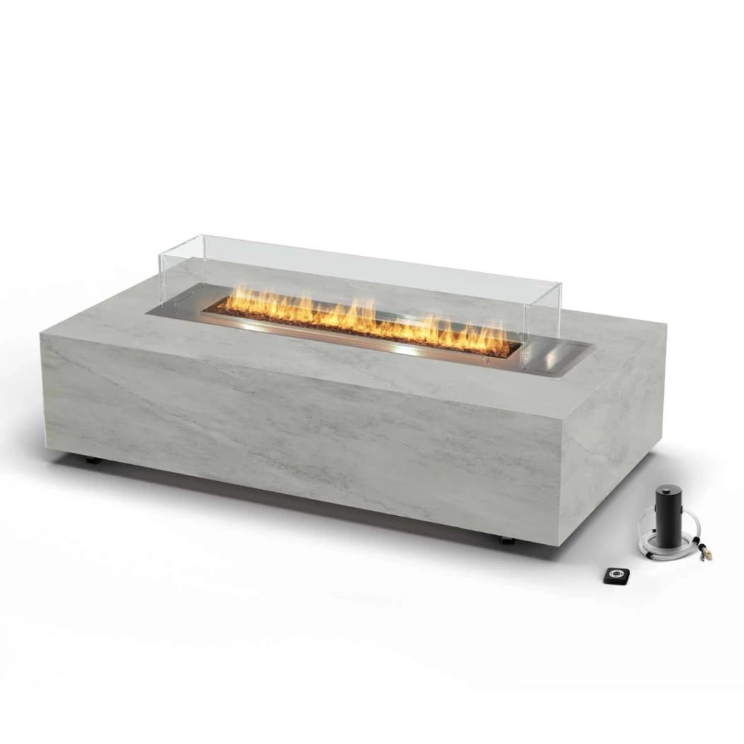 Cabo Bioethanol Ildbord fra Planika Fires | Indbygget Automatisk Bioethanol Brandkar med Fjernbetjening | Bio ildbord i Dekton Marmor Plader