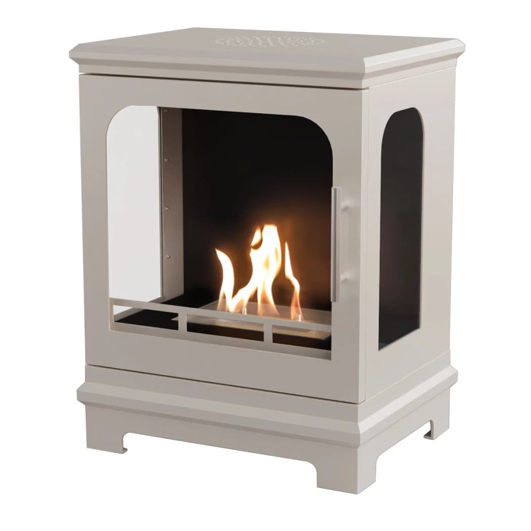 ScandiFlames Honolulu Østershvid - Fritstående Bioethanol Pejsovn - 5 timers brændetid - 1,6 kW varmeeffekt