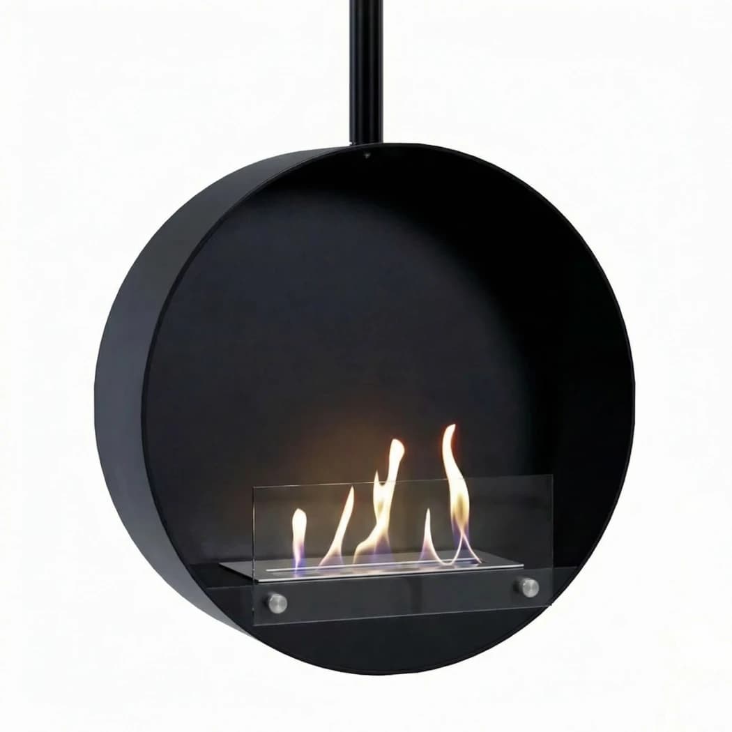 ScandiFlames Ottawa Sort Lofthængt Biopejs - 60 cm - Justerbar stang - Med sikkerhedsglas