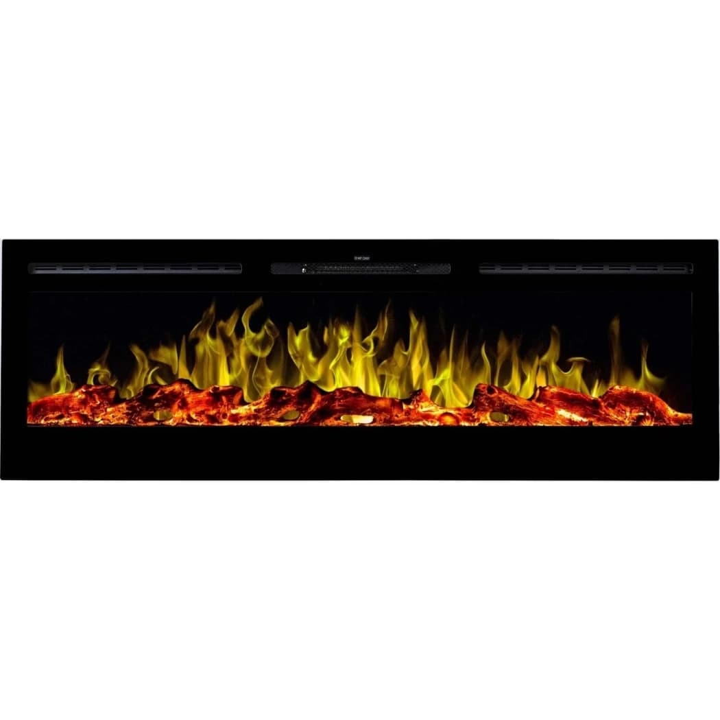Aflamo Majestic elektrisk pejs 152 cm – Væghængt eller indbygget, LED-flamme, fjernbetjening, træstykker & krystaller, 1,5 kW