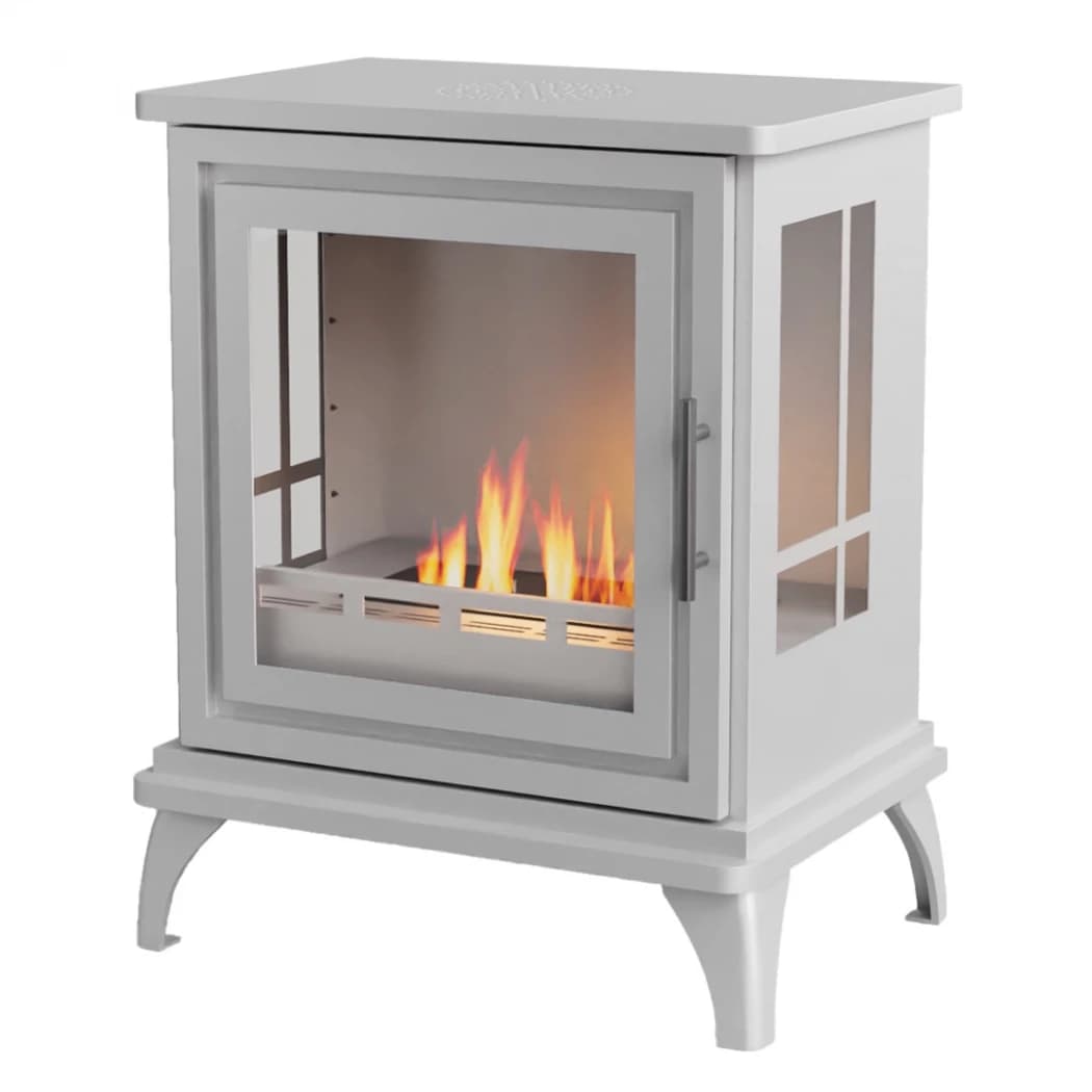 ScandiFlames Nashville hvid - Fritstående bioethanol pejs - 6 timers brændetid - 2 kW varmeeffekt