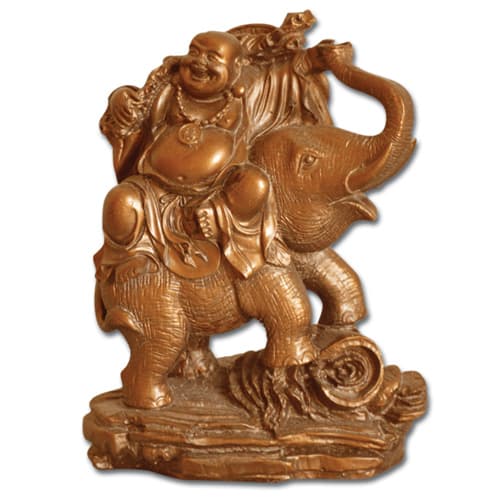 Happy Buddha på Elefant Figur