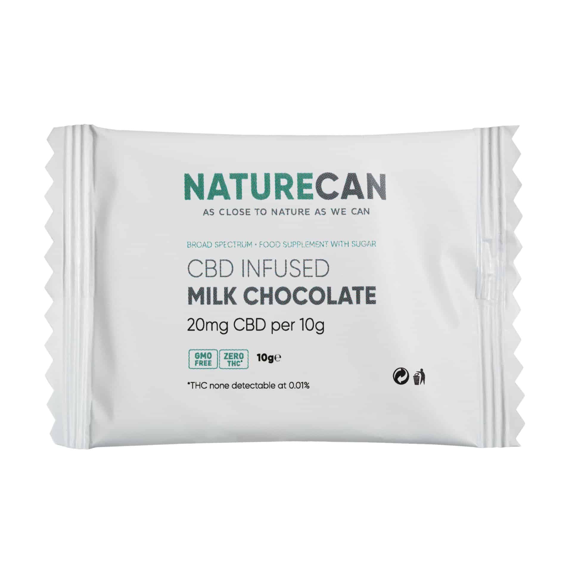 CBD mælk chokolade (1 stk - 20mg CBD)