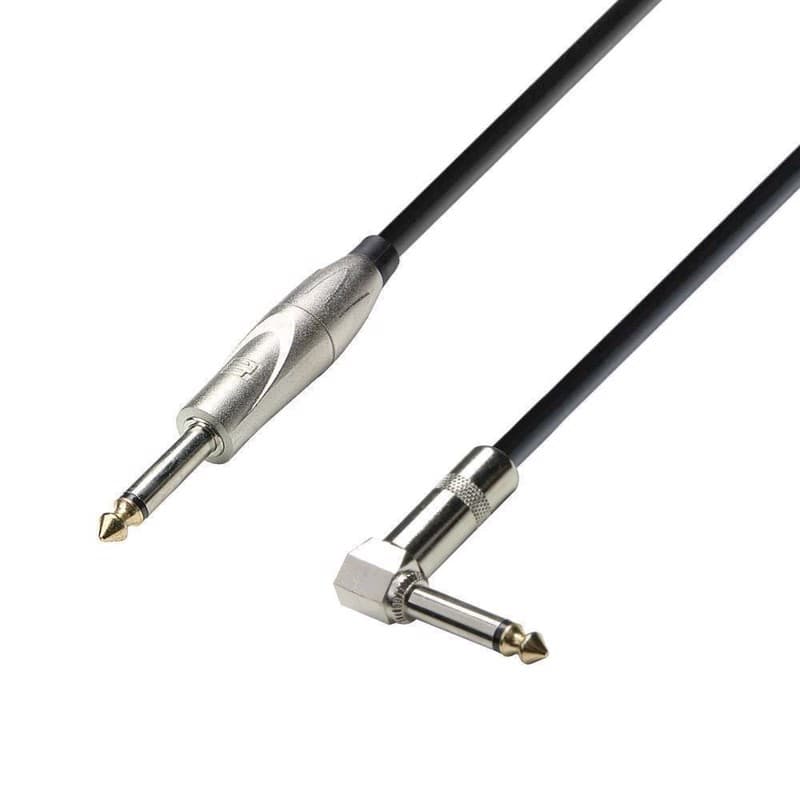 Instrument kabel. Jack-jack mono. Vinkel/ lige stik. 3 m.