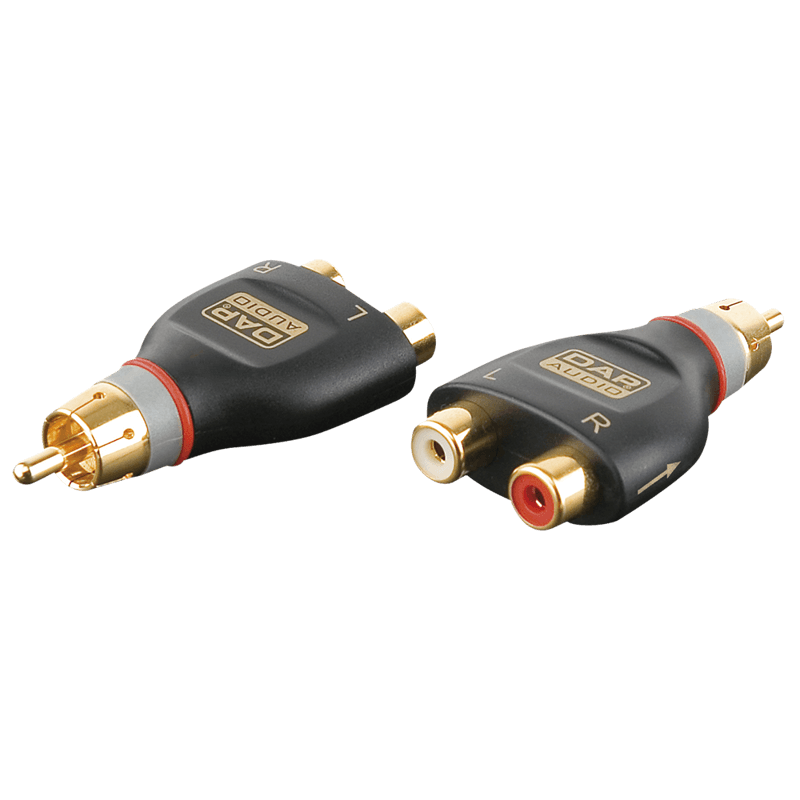 2 x RCA/Hun (L+R) til 1 x RCA/Han - inkl. 2 x 10 kilo-ohm modstande