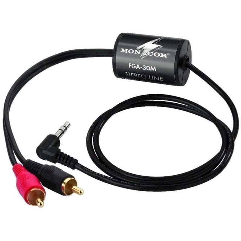 Stel skilletrafo. Minijack stereo - 2 x RCA. 1,15 meter