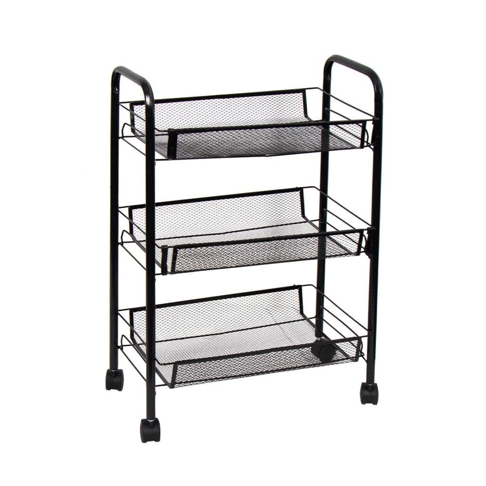 Rullevogn med 3 aftagelige kurve - 64x45x26 cm - Sort metalvogn på hjul