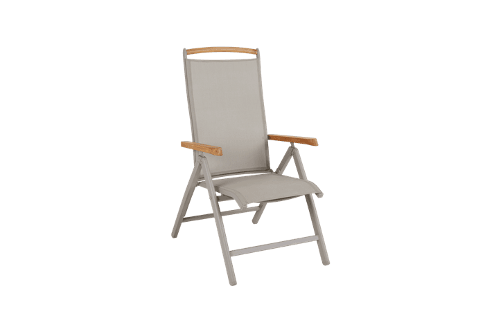 Andy pos.stol khaki med teak - Havestole - Brafab - Enggården Havemøbler