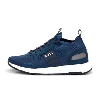 BOSStil mænd. 50498245 Træningssko Titanium navy (45), Fast, 1-3 cm, Blonder, Casual, Blå