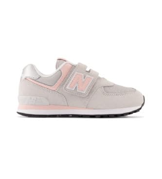New Balanceunisex til børn. PV574V1 Læder 574 Core Hook & Loop grå træningssko (32 W), Fast, Velcro, Casual, børnetøj