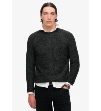 Superdrytil mænd. M6110634A Tyk sort raglan-trøje (S), Casual, Polyester