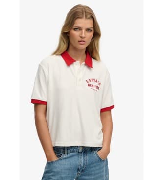 Superdrytil kvinder. W6012210A Heritage Terry beige poloshirt (M), Casual, Bomuld, Korte ærmer