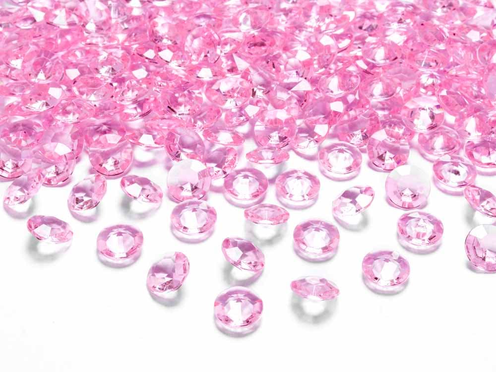 Lyserøde pynte diamanter 100 stk.