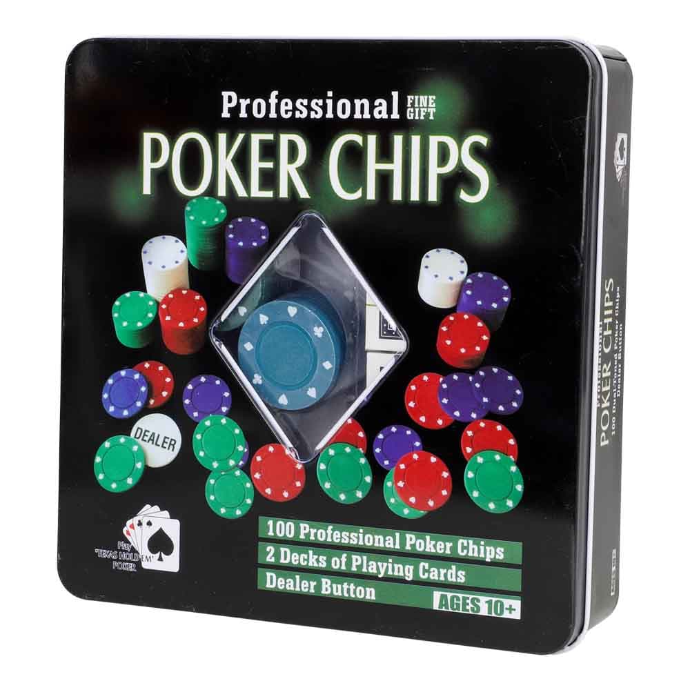 Pokersæt med chips og kort