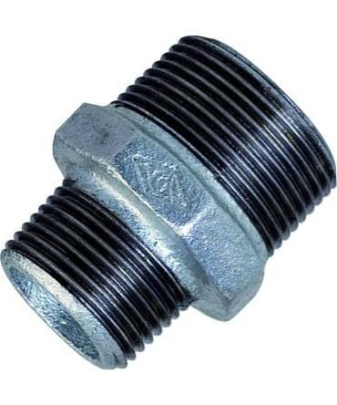 Brystnippel reduktion 1" x 1/2" galvaniseret