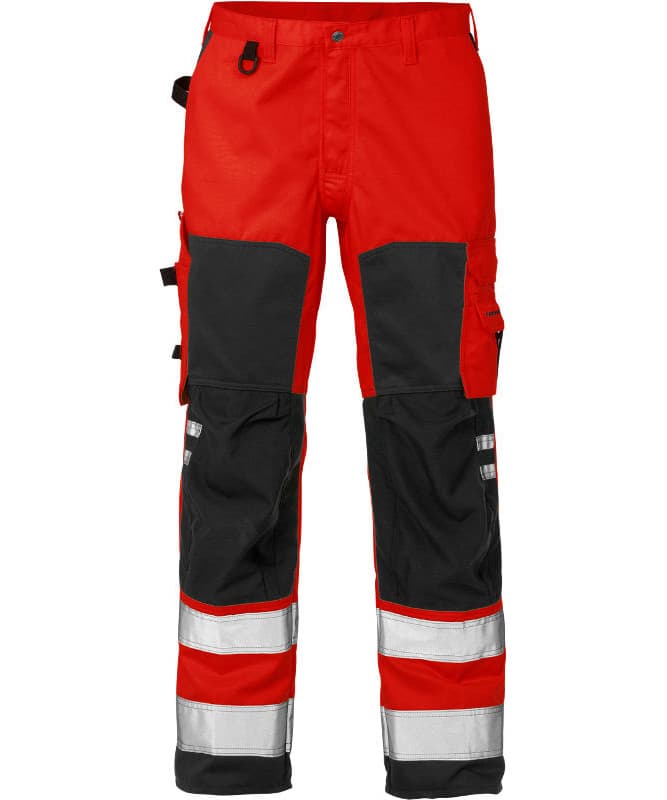 Kansas/Fristads Hi-Vis bukser klasse 2 (Hi Vis Rød/Sort, D112)