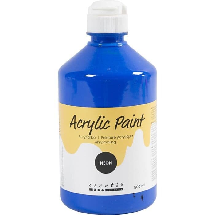 Akrylmaling Neon, neon blå, 500 ml/ 1 fl.